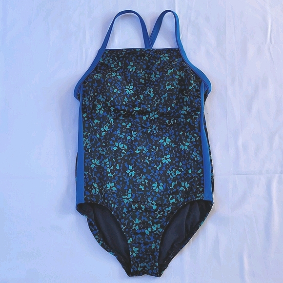 Lands' End One Piece Swimsuit Floral Print Racerback - Picture 1 of 11